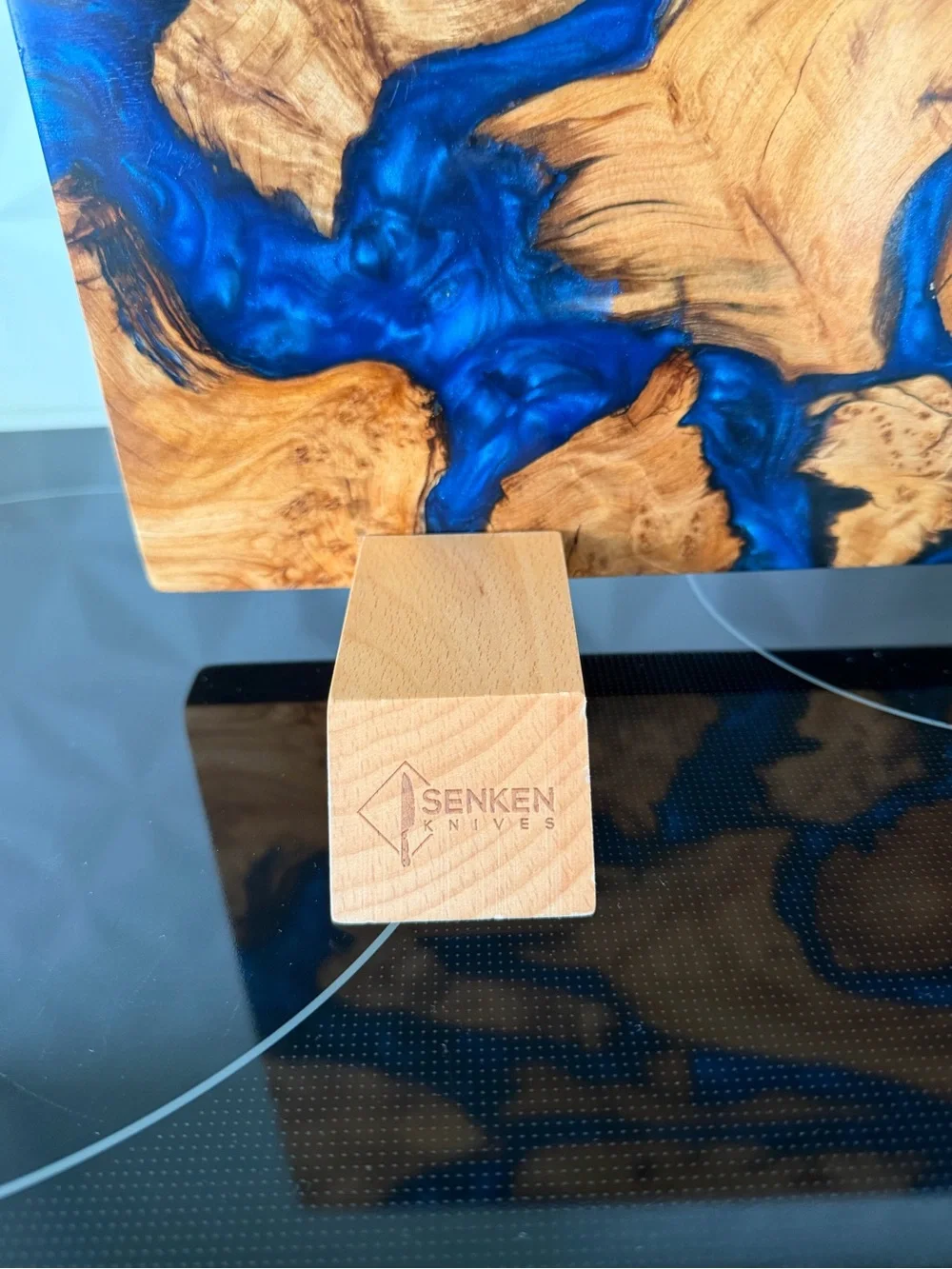 Handcrafted Blue Resin & Natural Wood Cutting Board